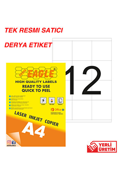 Derya Eagle Ac4075 70x70mm Laser/lazer A4 Etichetă autoadezivă
