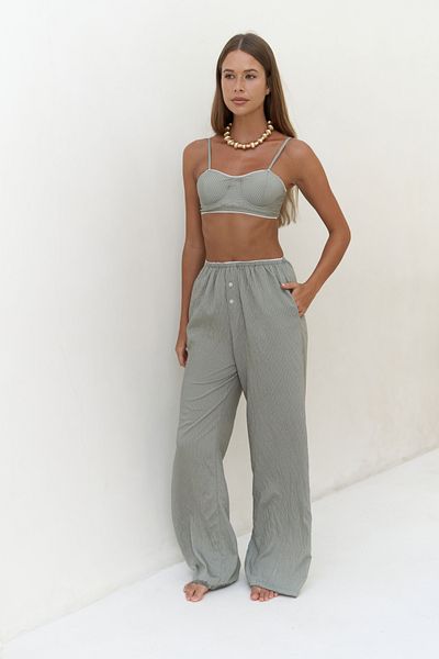 MAİ COLLECTİON Set triplu kaki moale cu detaliu din dantela Melia