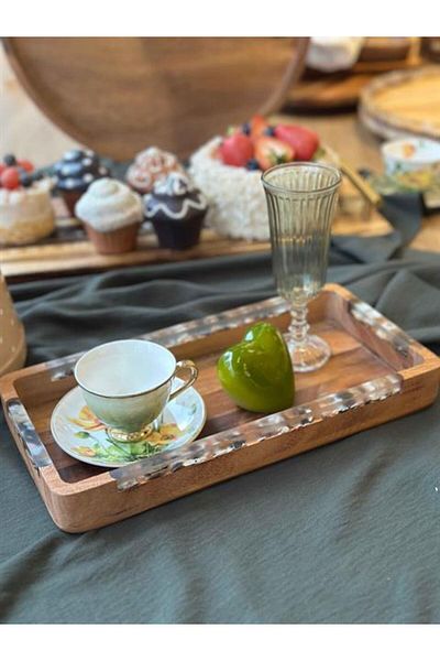 ROSSEV صينية تنظيف مستطيلة من أكاسيا