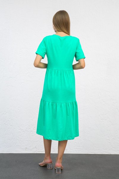 MONAMORE Women's Sleeve Fold Katkat Relaxed Cut Combed Dress