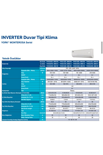 YORK Monterosa 12000 Btu Inverter Klima