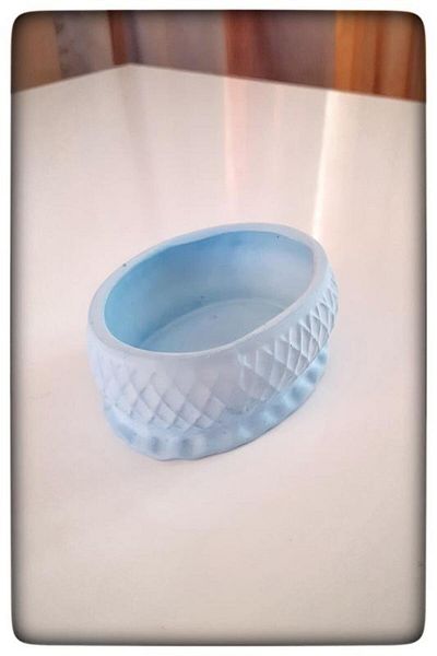 N NOXXO Organizator Decorativ De Machiaj Si Bijuterii Din Beton Albastru Handmade