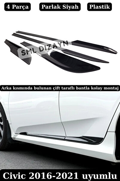SML Dizayn Honda Civic Fc5 2016-2021 Yan Kapı Çıtası 4 Parça (Plastik) Piano ...