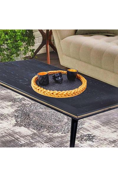 N NOXXO Black Gold Jute Rope Wicker Presentation Tray Decorative Tray