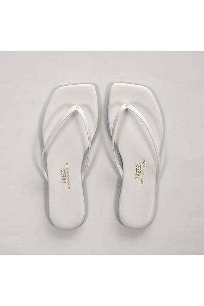 Tkees Femei alb pătrat Toe papuci casual elegant