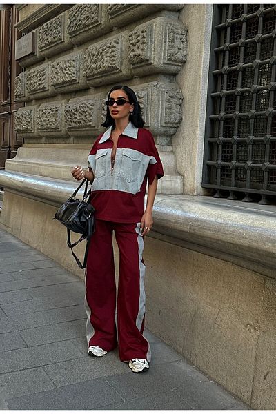 Bliss Women's New York Model Short Sleeve Comfortable Fit Oversize Bottom Top Tracksuit Set