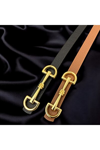 imran kemer منتج صفقة مكون من قطعتين - حزام نسائي رفيع بإبزيم طويل، حزام معطف...