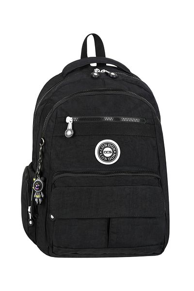 Bliss Original Crinkle Fabric Backpack Durable Modern Casual & School Trendy Bag with Keychain