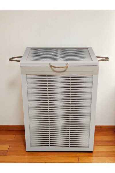 woodluck Ahşap Kirli Çamaşır Sepeti Yıkanabilir Kumaşlı