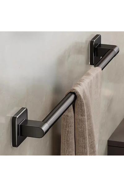TEMBAY Siyah Renk Paslanmaz Yapışkanlı Havluluk, Havlu Askısı ,havlu Tutucu ,terlik Askısı