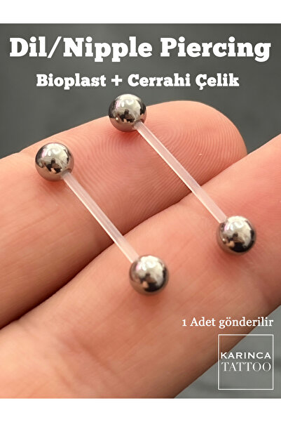 Karınca Piercing Şeffaf Bioplast Dil Piercing Nipple Meme Ucu Venom Bridge Pi...