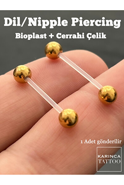 Karınca Piercing Şeffaf Bioplast Dil Piercing Nipple Meme Ucu Venom Bridge Piercing Alerji Yapmaz (Karınca Tattoo)