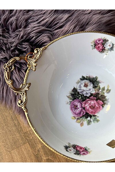 ROSSEV Antique Kulplu Yuvarlak Kase 36 Cm