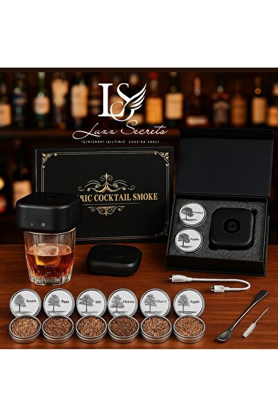 LUZZ SECRET'S Kokteyl & Viski Tütsüleme Seti. 6 Farklı Tat İle Premium Set