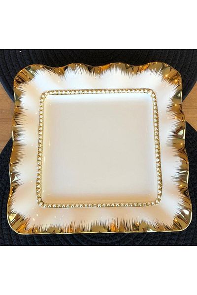 ROSSEV Serving Plate Square Gold 26cm