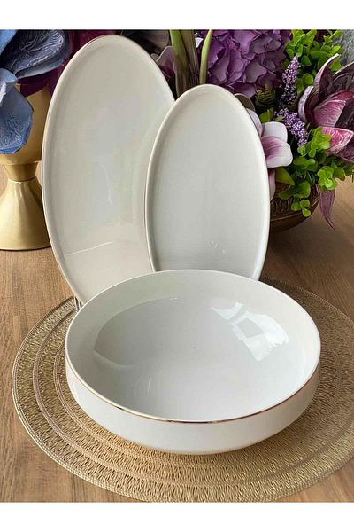 ROSSEV 3 Piece Modern Gold Service Presentation Set