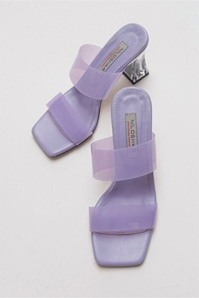 Niloshka Opaq Lilac Transparent Banded Slippers