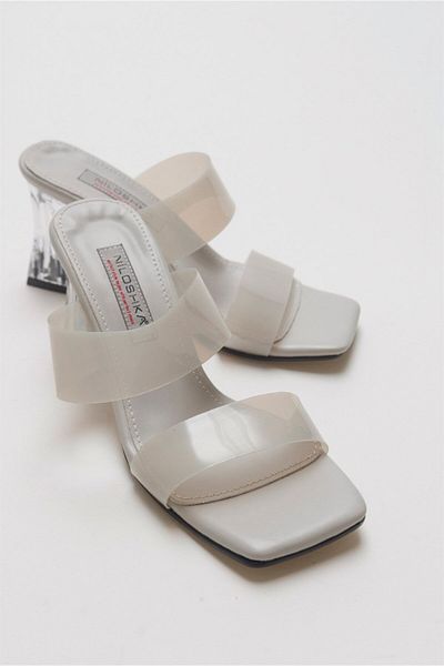 Niloshka Opaq Soft Gray Transparent Banded Slippers