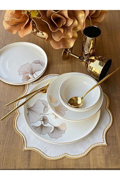 ROSSEV Yemek Takımı Modern Ginkgo 24 Parça 6 Kişilik