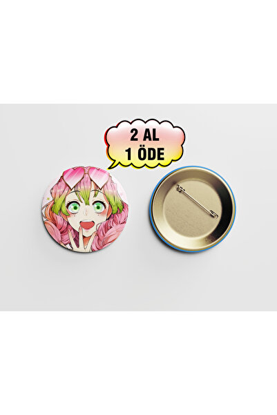 Akumastik Demon Slayer Mitsuri Kanroji 1 adet 44mm Arkası İğneli Buton Rozet