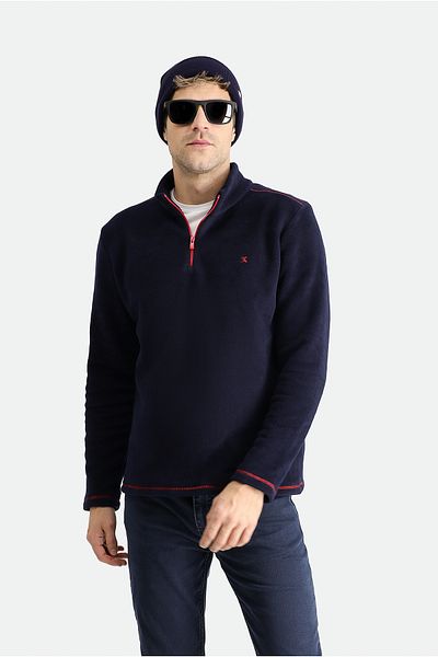 Kiğılı Half Zippered Embroidered Fleece Sweatshirt