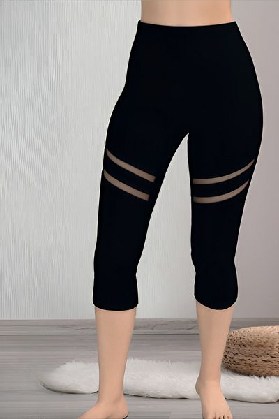 Altınay Women's Black Chiffon Detailed Leggings - 90% Cotton (Lilitime)