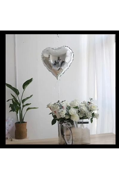 Deniz Party Store Heart Foil Balloon 5 Pieces 45 cm Silver Color