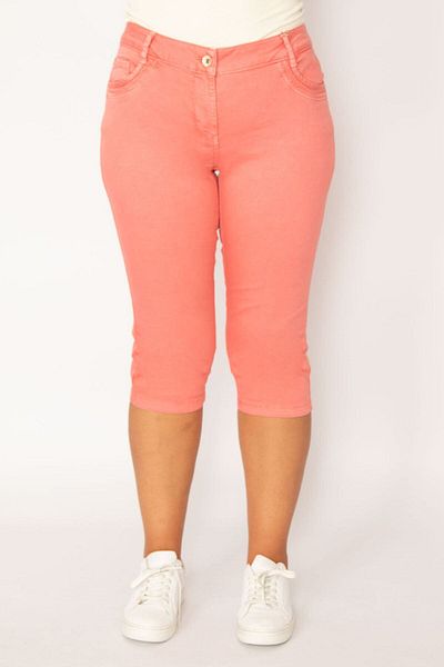 Şans Γυναικείο μεγάλο μέγεθος Dusty Rose Lycra 5 Pocket Denim Capri 65n34116