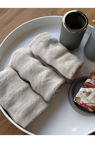 The Mia Bamboo Beige 3 Pack Hand Towels 50X30 cm