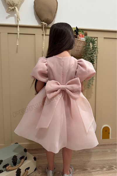 penu baby kids Pudră Karolin Fusta Balon Mâneci Balon Cu Panglică Fete Copii Fete Rochie Bebeluş