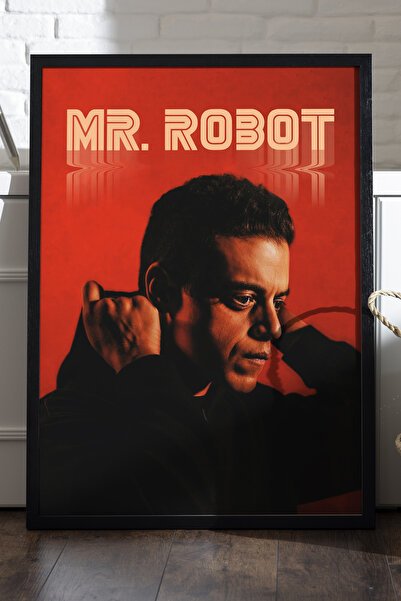 Duvarda Gospodin Robot, crni poster u drvenom okviru, zidna umetnost iz TV se...