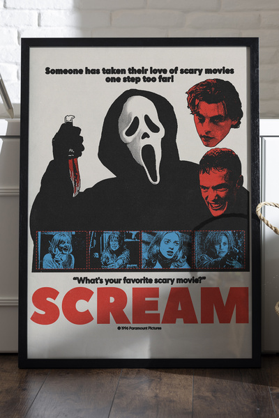 Duvarda Scream Siyah Ahşap Çerçeveli Poster, Film Duvar Tablosu