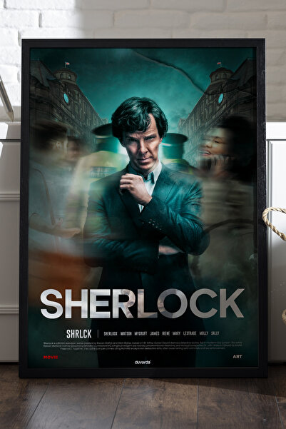 Duvarda Αφίσα Σέρλοκ με μαύρο ξύλινο πλαίσιο, ζωγραφική τοίχου της τηλεοπτική...