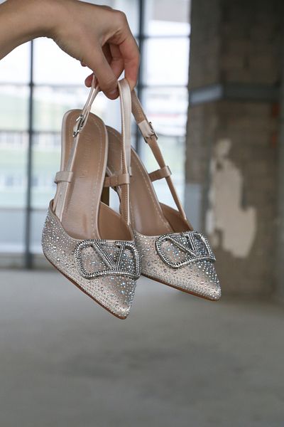 Letafia Beige Colored Vilda Stone Detailed Heeled Shoes