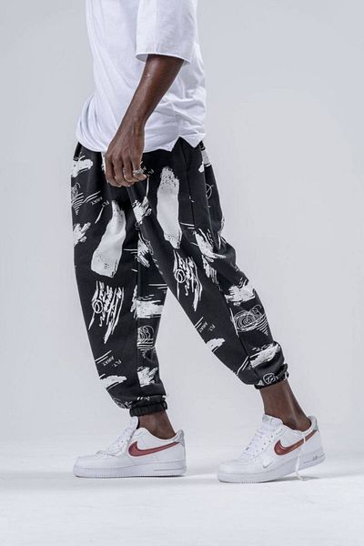 SUPERBLUE Men's Patterned Summer Smoked Jogger Baggy Trousers