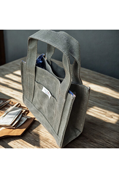 La Cocci Cocci Chic Mini Mumlu Kanvas El Çantası- Haki