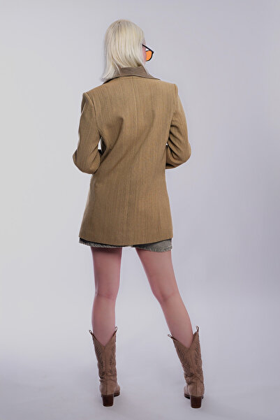 Madmext Haki Bağlama Detaylı Blazer Kadın Ceket Mg2482