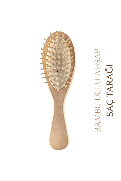 Oz Care Ahşap Saç Fırçası Tarak Bambu Uçlu Saç Açma Tarama Elektriklenme Önle...