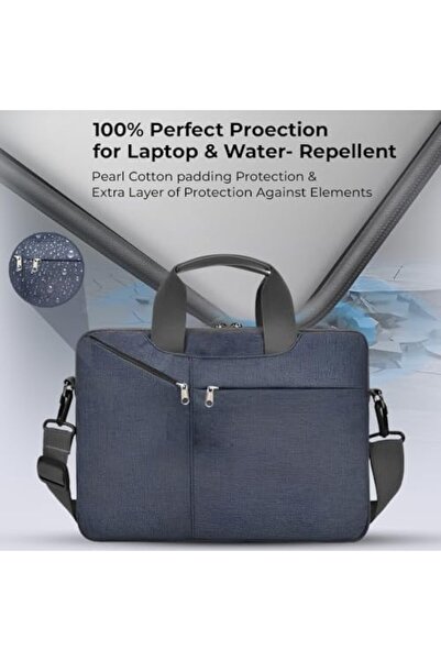 Glassology 15.6" Laptop Bag, Water-repellent & Shockproof, Lightweight Briefcase For Work, School Blue