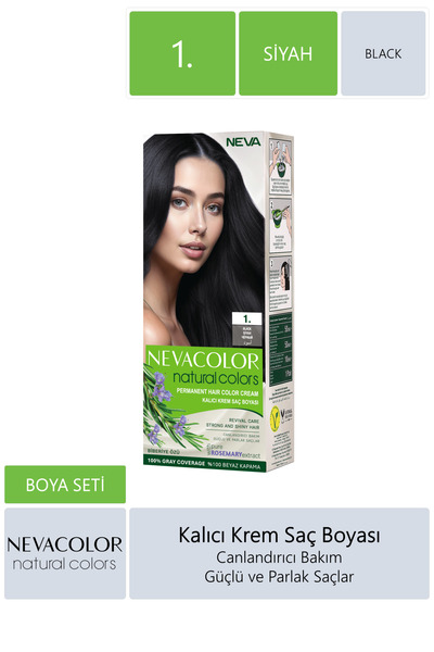 Neva Color Natural Kalıcı Saç Boyası Seti 1 Siyah