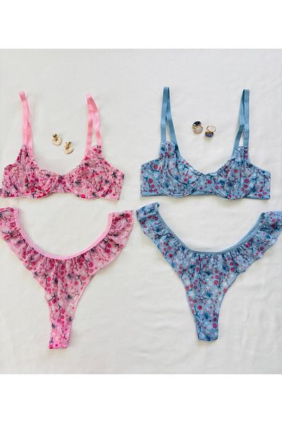 İNKO İÇ GİYİM Set sutien cu sârmă florală din tul