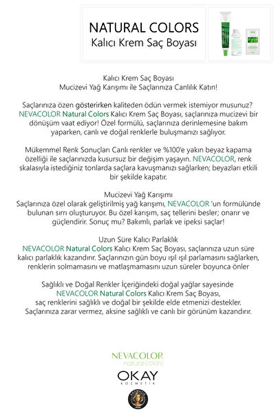 Neva Color Nevacolor Natural Colors 7.1 Küllü Kumral - Kalıcı Krem Saç Boyası Seti