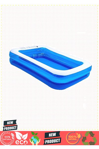 OMZ Inflatable Pool Blue Rectangular Pool 201 X 150 X 51 cm Sea Pool Garden Pool