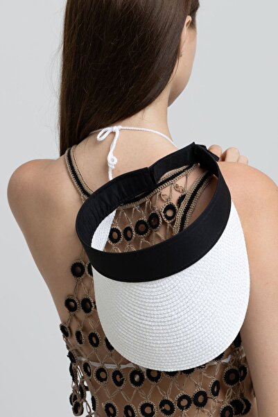 Luminos Butik Εισαγόμενο αναδιπλούμενο ψάθινο γείσο με βέλκρο - Λευκό αντηλιακό - Καπέλο τένις και γκολφ Hsr2060