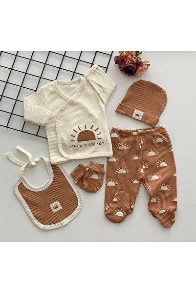 nevrankids Güneş Desenli Naturel 5'li Hastane Çıkış Seti