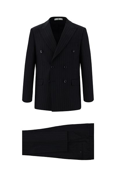 Kiğılı Regular Fit Wool Striped Double Breasted Suit