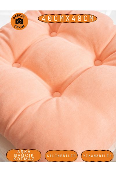 UYKUPEREST Μαξιλάρι καρέκλας Pastello 4 τεμαχίων – Peach Pink (YAVRUAGZI) – Δαντέλα, Γέμιση σιλικόνης, Πλένεται