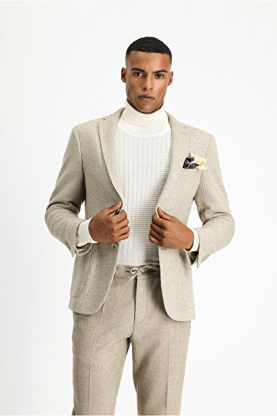 Kiğılı Jachetă sport tricotată cu dungi din lână, cu o formă relaxată