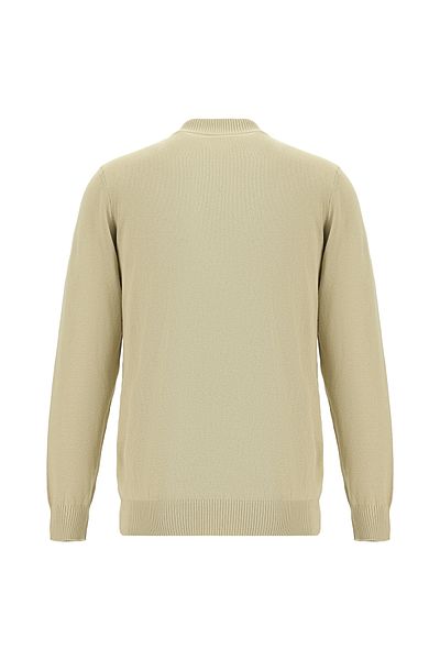 Abdullah Kiğılı Bato Collar Regular Fit Zippered Patterned Cotton Cashmere Knitwear Sweater