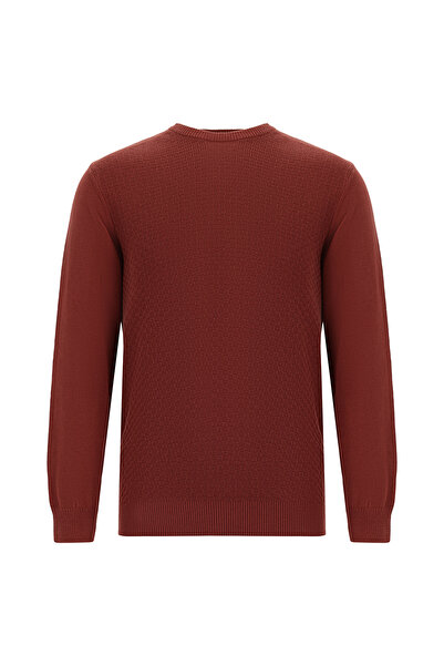 Abdullah Kiğılı Bisiklet Yaka Regular Fit Desenli Pamuklu Kaşmirli Triko Kazak